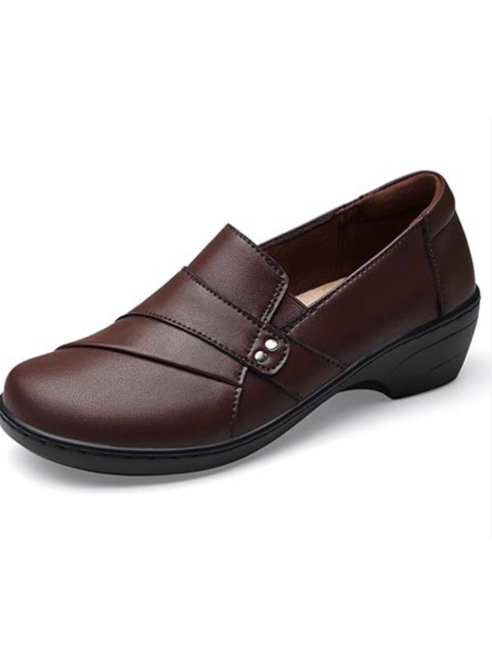 CLARKS COLLECTION MAY MARIGOLD BROWN LEATHER SLIP ON LOAFERS COMFORT - 7M